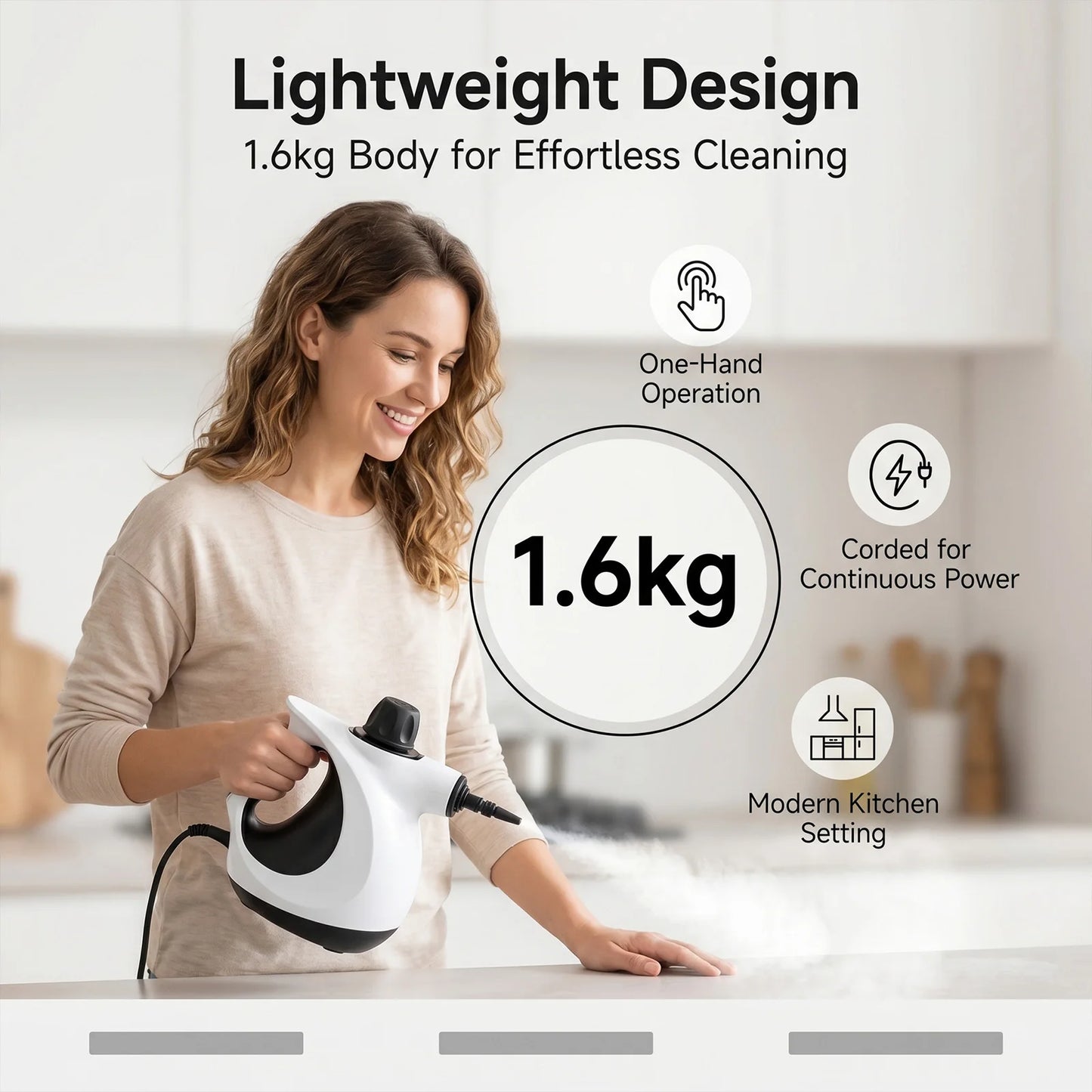 Pressurized Handheld Steam Cleaner for Home - Portable Multi-purpose High Pressure Deep Multi-surface Cleaning Steamer Machine