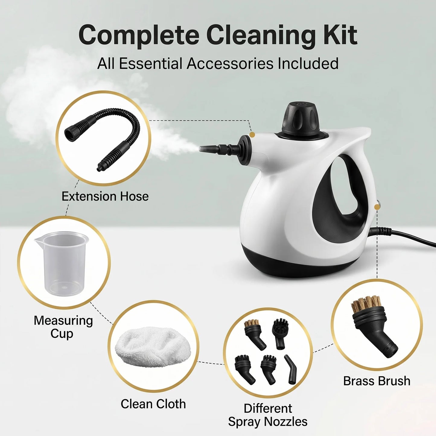 Pressurized Handheld Steam Cleaner for Home - Portable Multi-purpose High Pressure Deep Multi-surface Cleaning Steamer Machine